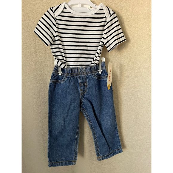 Cat & Jack Striped Single, Lil' Sneaker Single & Cat & Jack Jean Pants 3-Pc Set - Picture 1 of 11